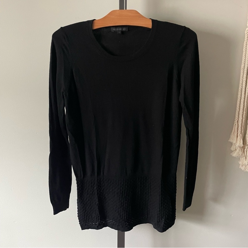 Ca Va De Soi Montreal 100% Superfine Super 160 Wool Sweater 15.5 Microns Black